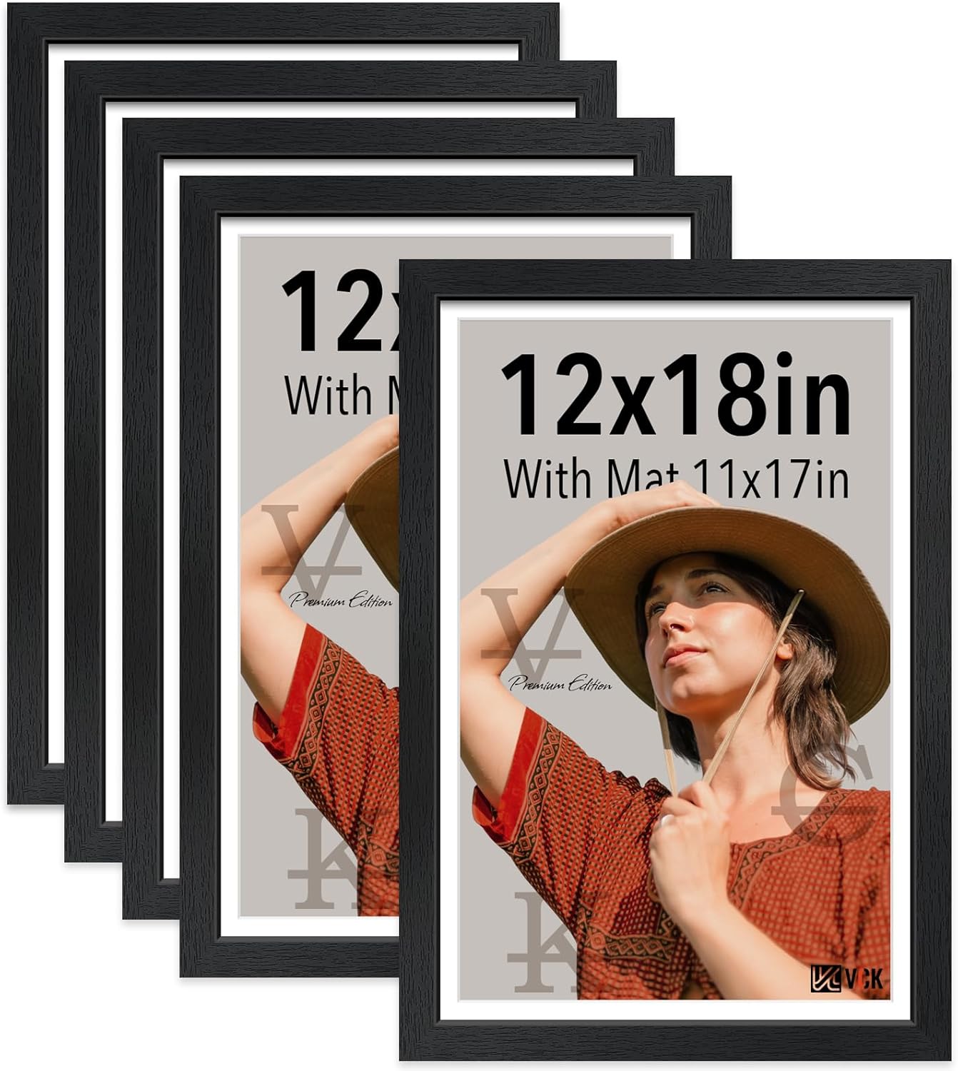 VCK 12x18 Picture Frame 5 Pack with Mat for Elegant Display