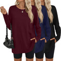 Ficerd Women's Oversized Long Sleeve Cotton Tee - Cozy Loose Fit