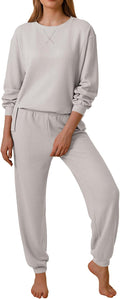 Waffle Knit Lounge Set for Women Long Sleeve Pajamas - Cozy 2-Piece