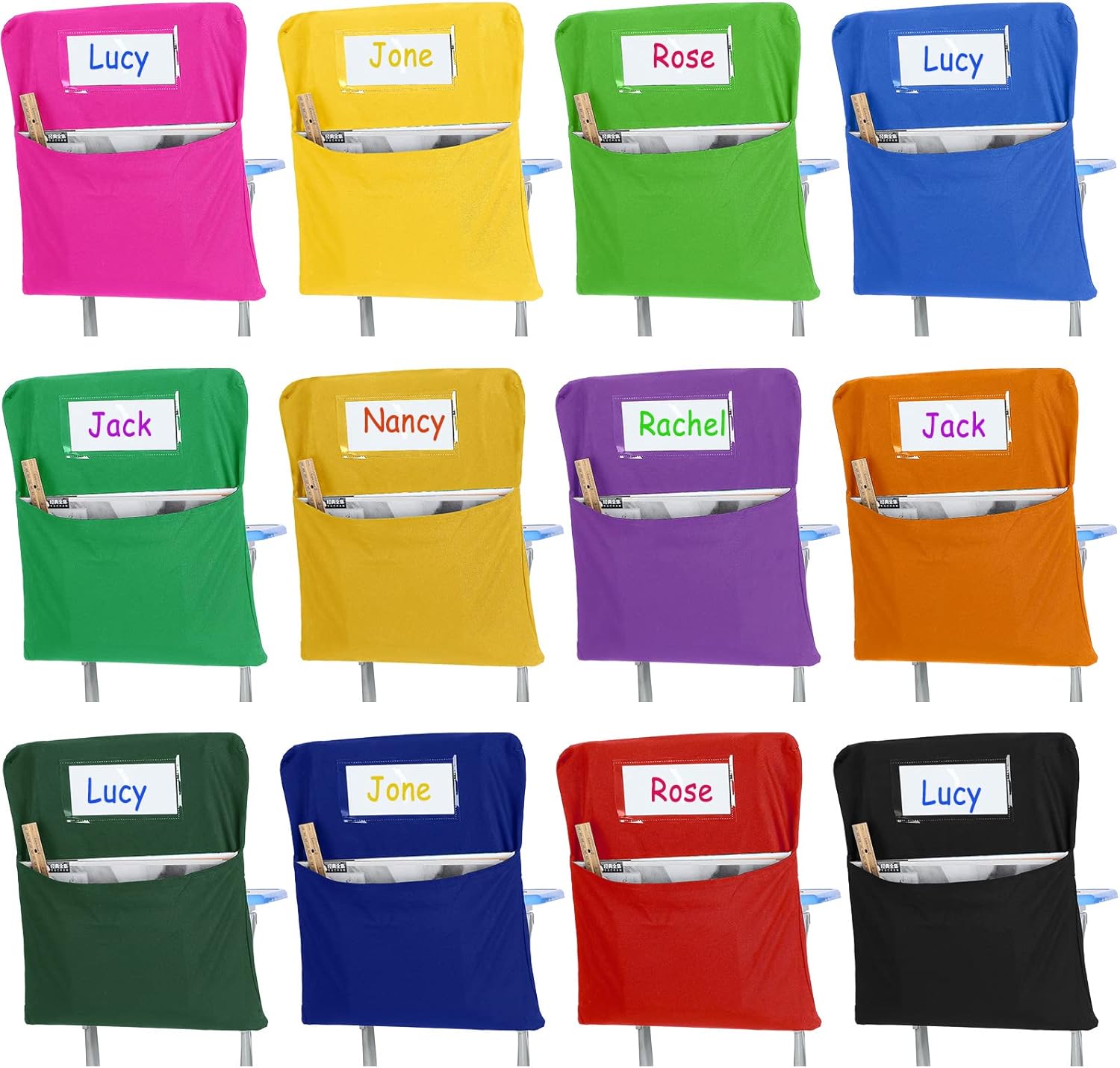 24 Pcs Chair Pockets for Classrooms to Organize Student Books
