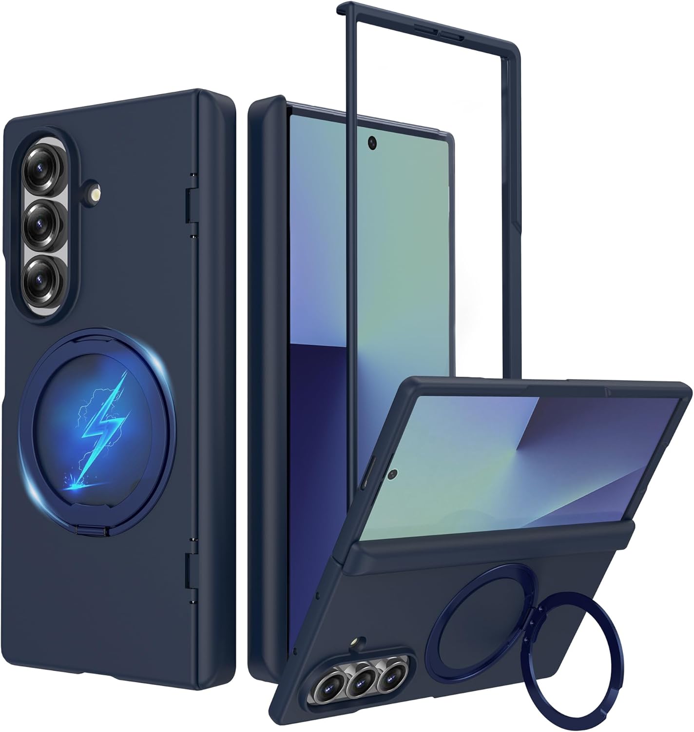 360 Rotatable Stand for Samsung Galaxy Z Fold 7 Case, Blue
