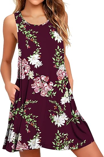 WEACZZY Women Summer Casual Swing T Shirt Dresses for Beach