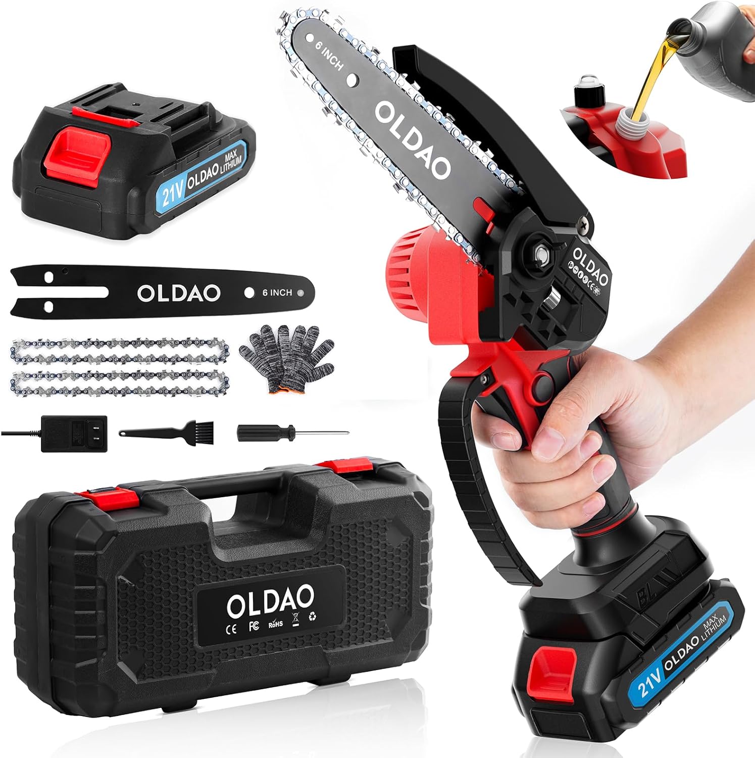 Mini Chainsaw Cordless 6 Inch for Easy Wood and Tree Trimming