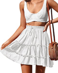 NASHALYLY Women's Boho Floral Print Mini Skirt - Flowy Tiered Style