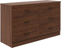 Wood Dresser 6 Drawer Double Dresser - Mid Century Modern Storage