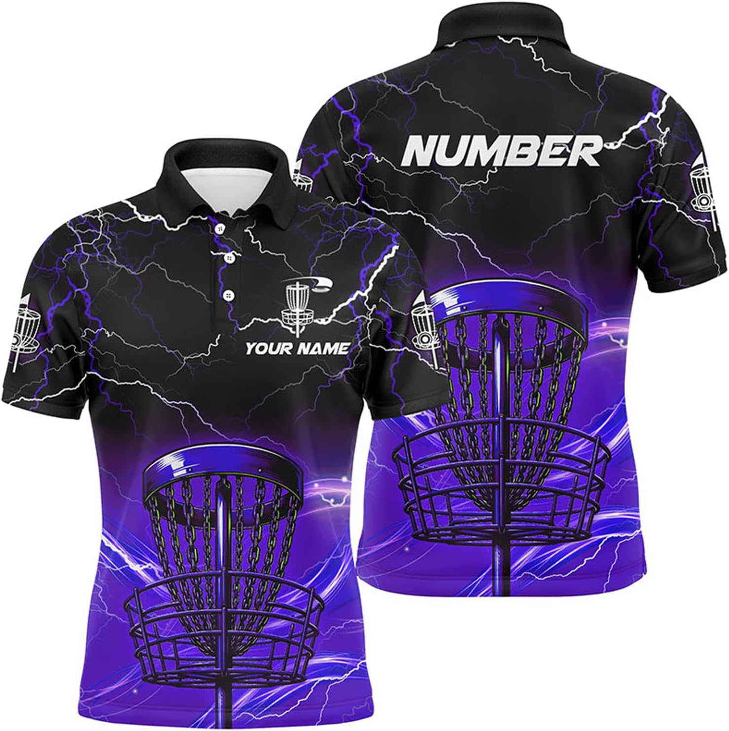 Custom Disc Golf Polo for Men - Thunder Design