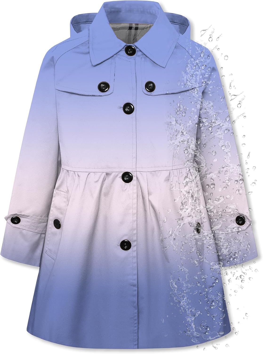 Betusline Girl's Lightweight Waterproof Hooded Rain Jacket