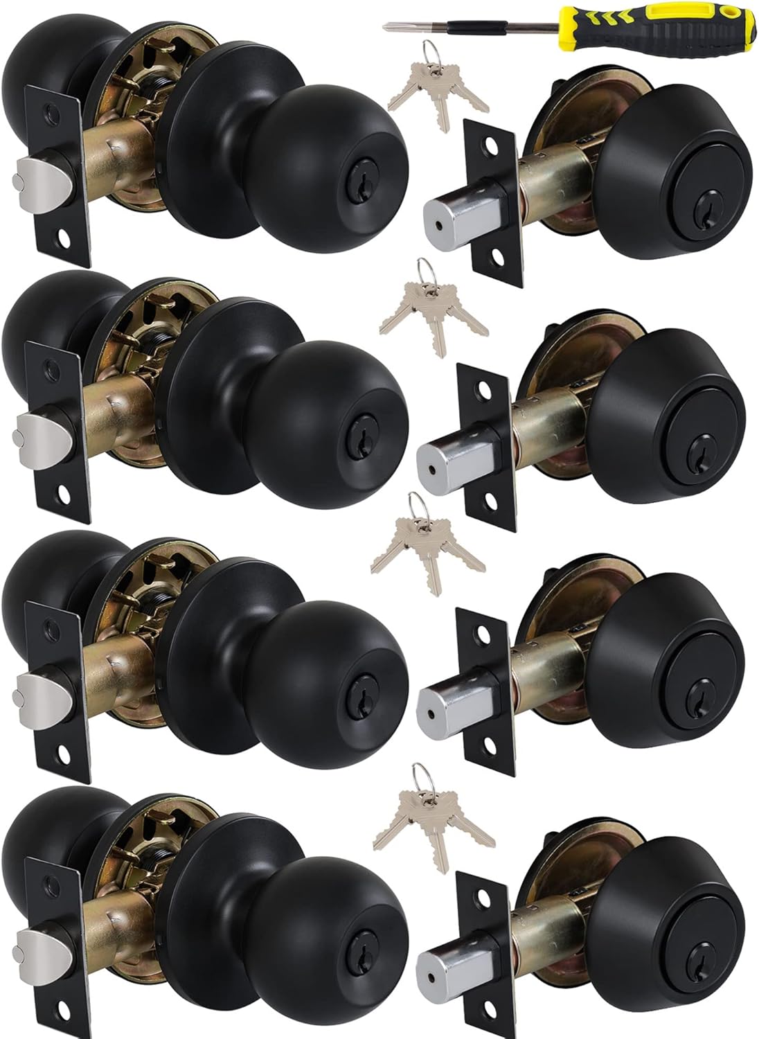 Lanwandeng Keyed Alike Entry Knobs & Deadbolt for Front Doors