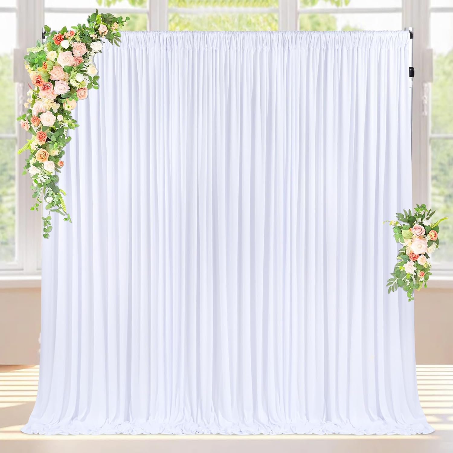 B-COOL 10.6x10ft White Wedding Backdrop - Wrinkle-Free Elegance