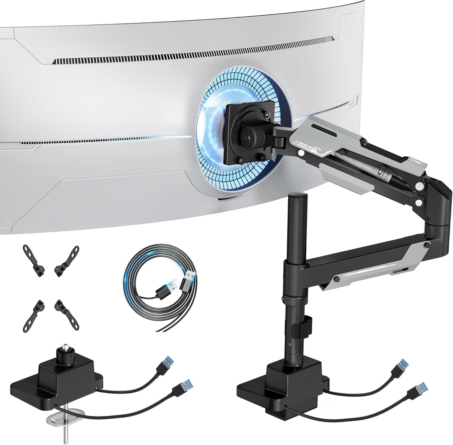 ARES WING Ultrawide Monitor Arm for 24 to 57 Inch Screens