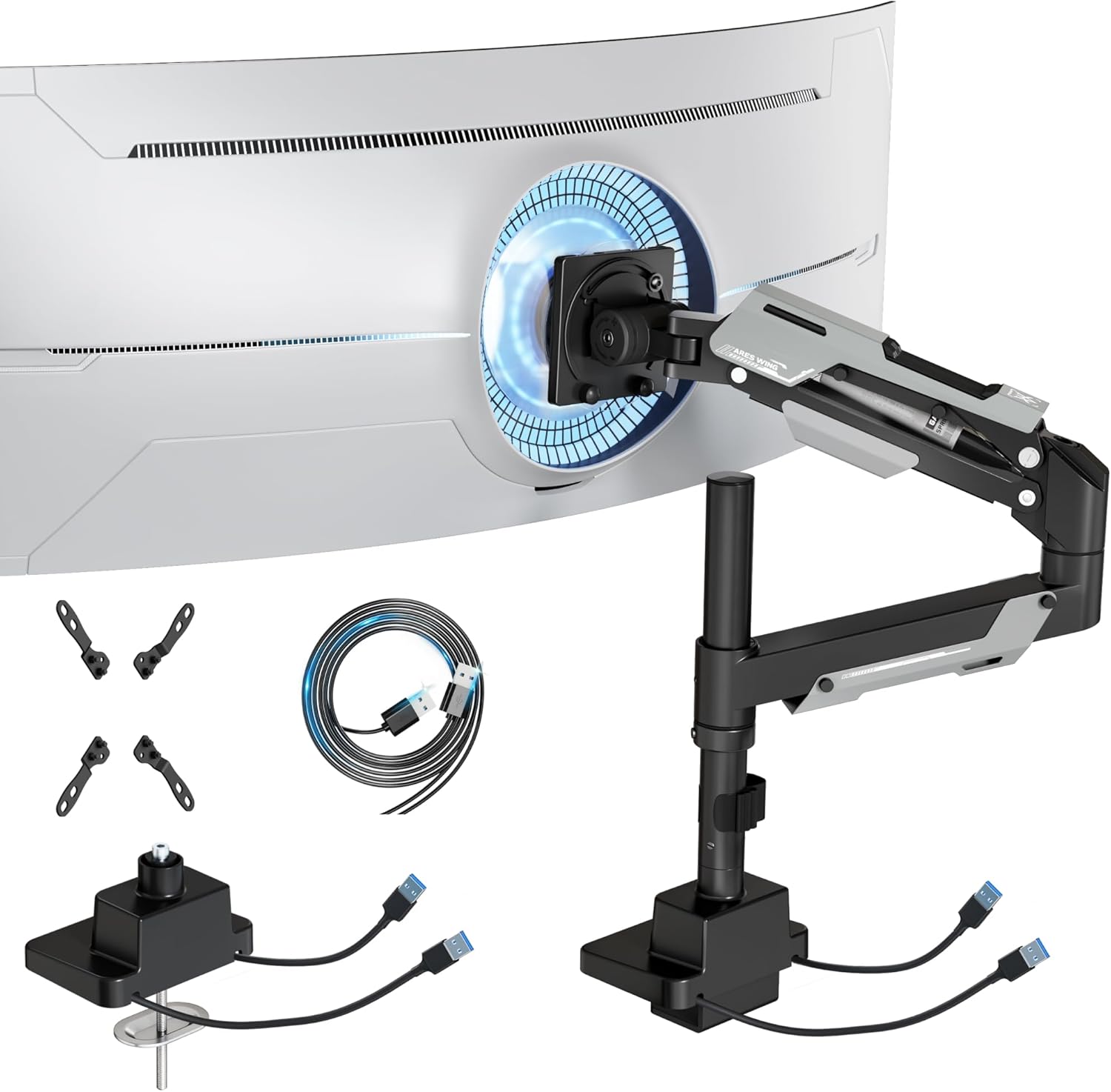 ARES WING Ultrawide Monitor Arm for 24 to 57 Inch Screens