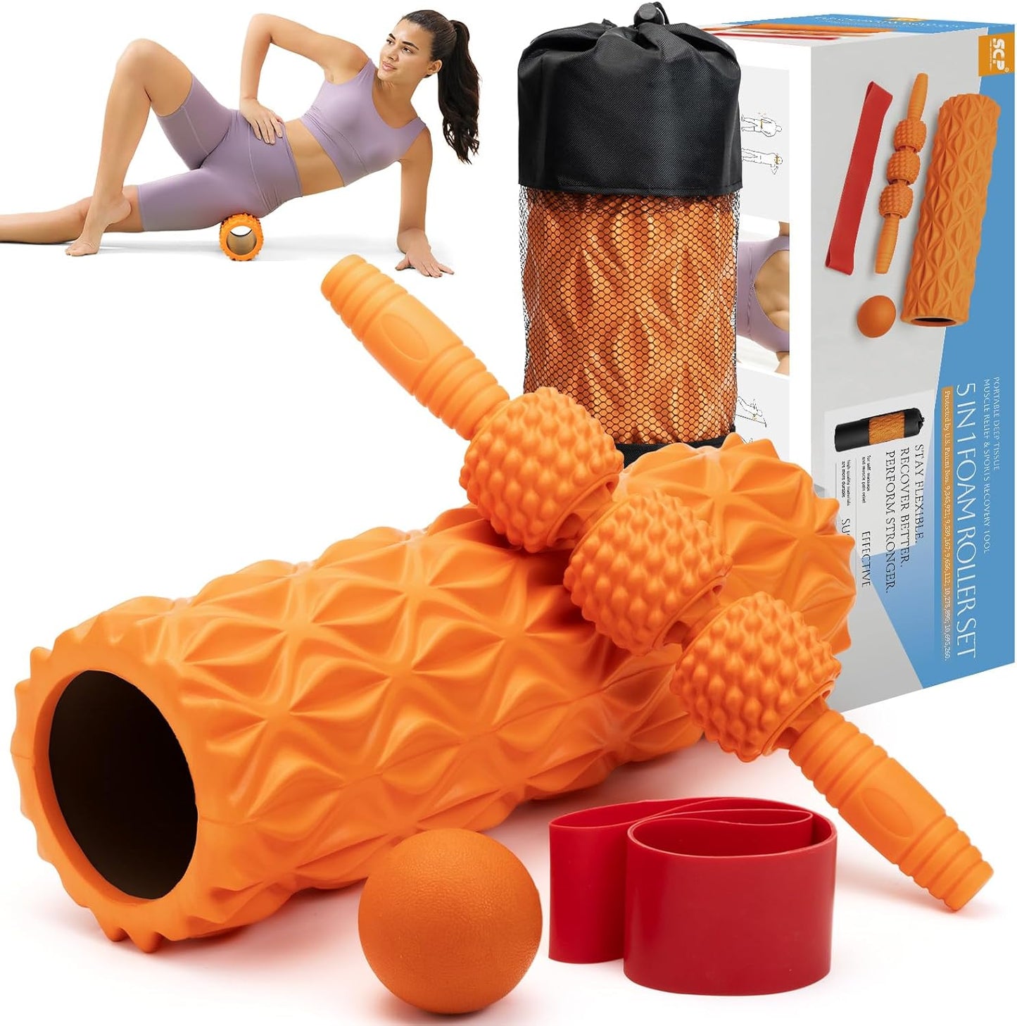 5 in 1 Foam Roller Set for Deep Muscle Massage and Fitness