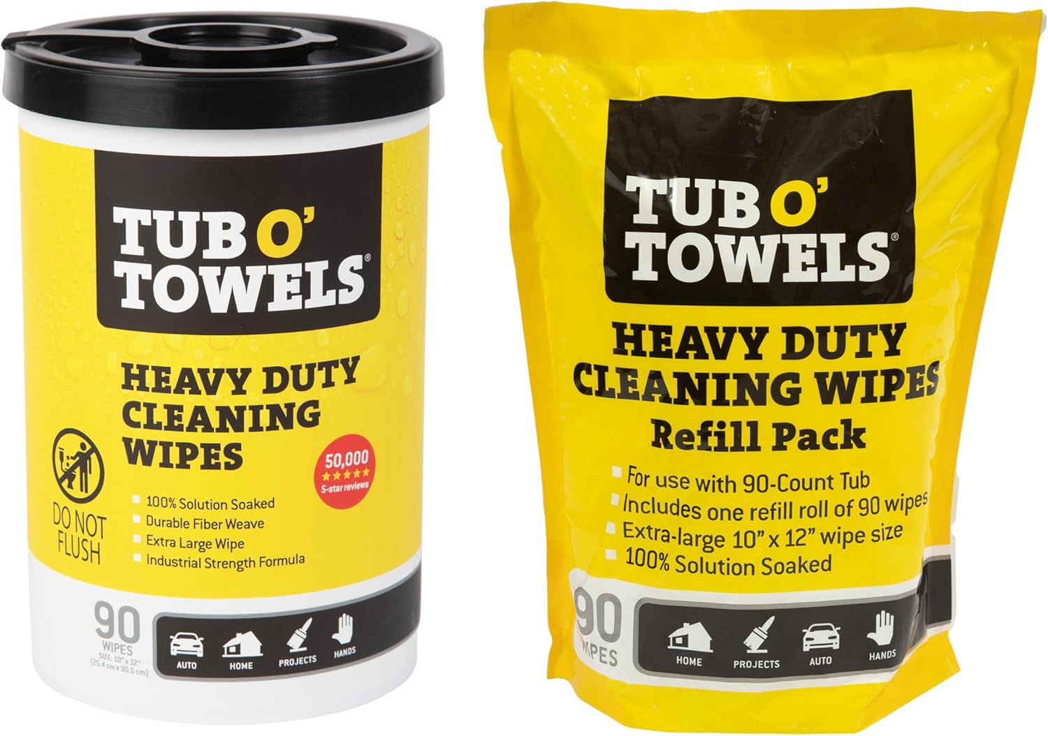 Tub O' Towels Heavy Duty Cleaning Wipes for Tough Messes