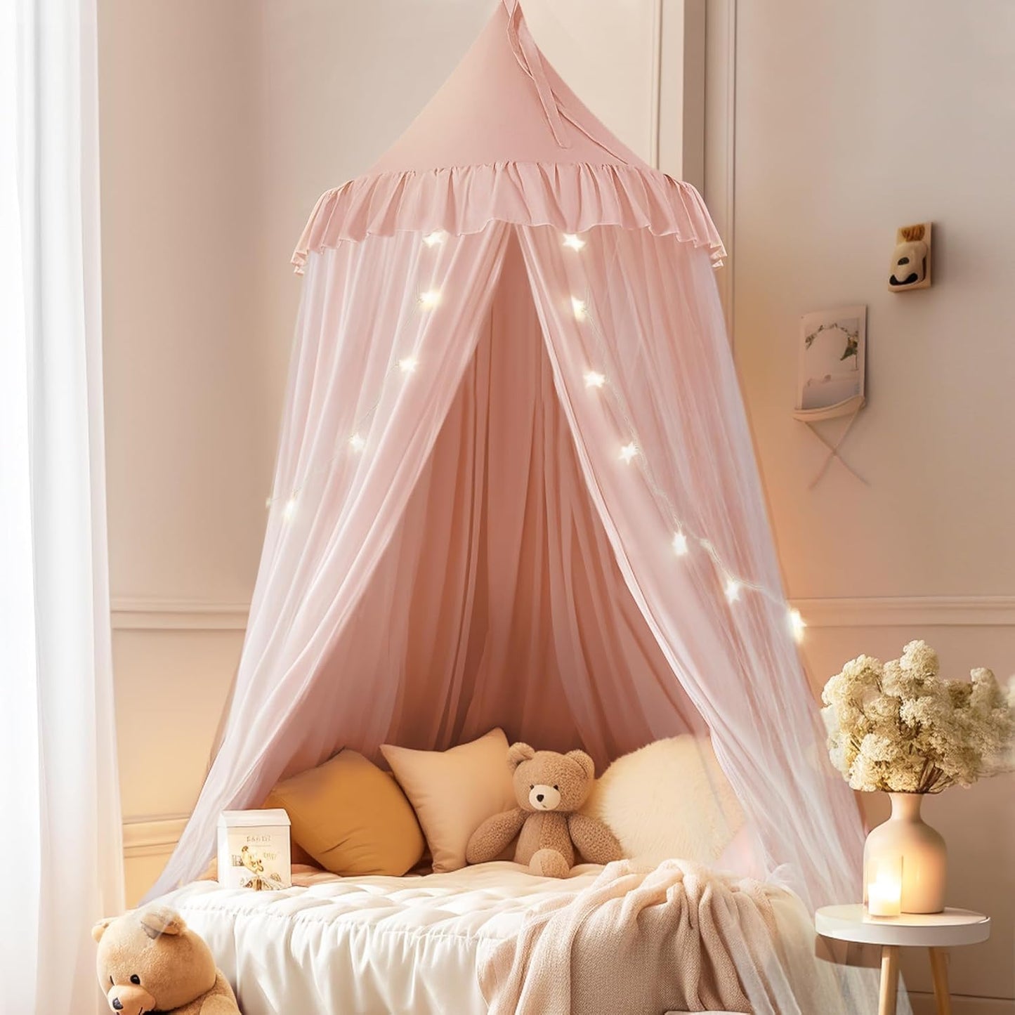 Little Dove Bed Canopy with Star Lights for Girls Room