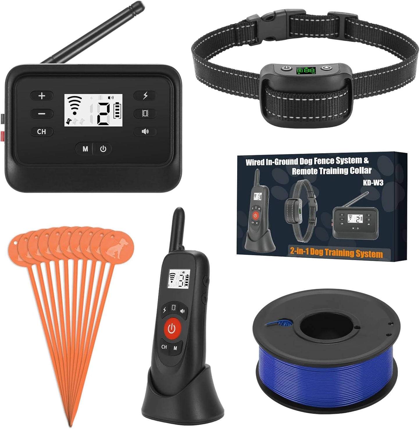 2-in-1 Wired Dog Fence & Remote Training Collar for Pets