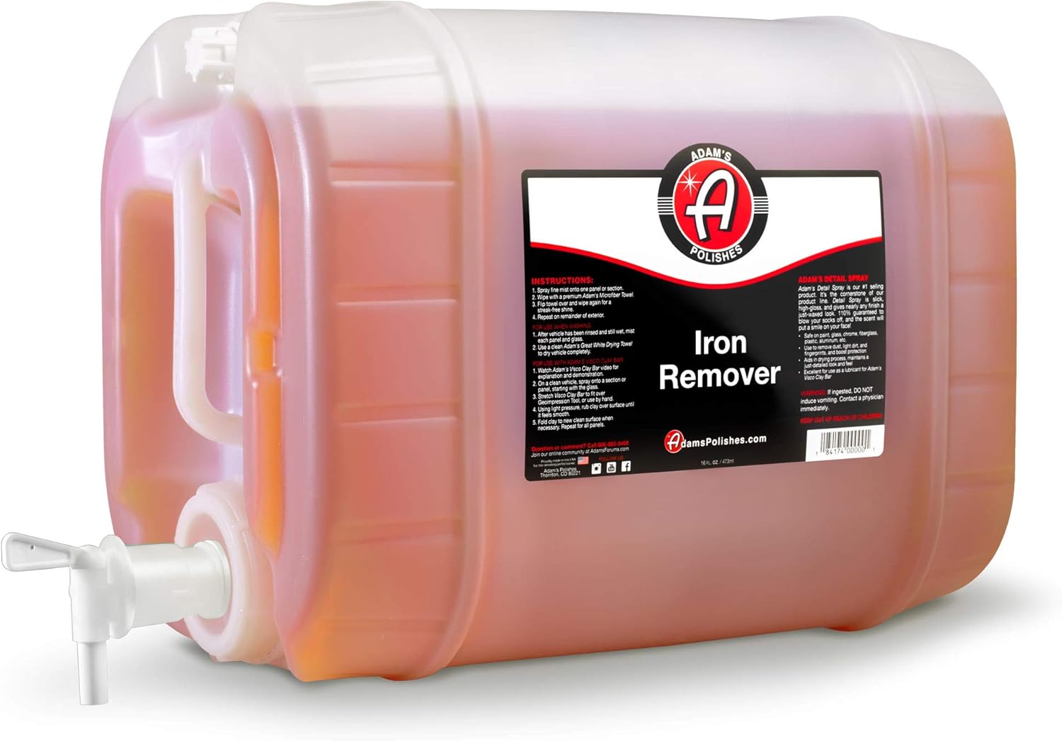 Adam's Iron Remover 5 Gallon for Effective Car Detailing