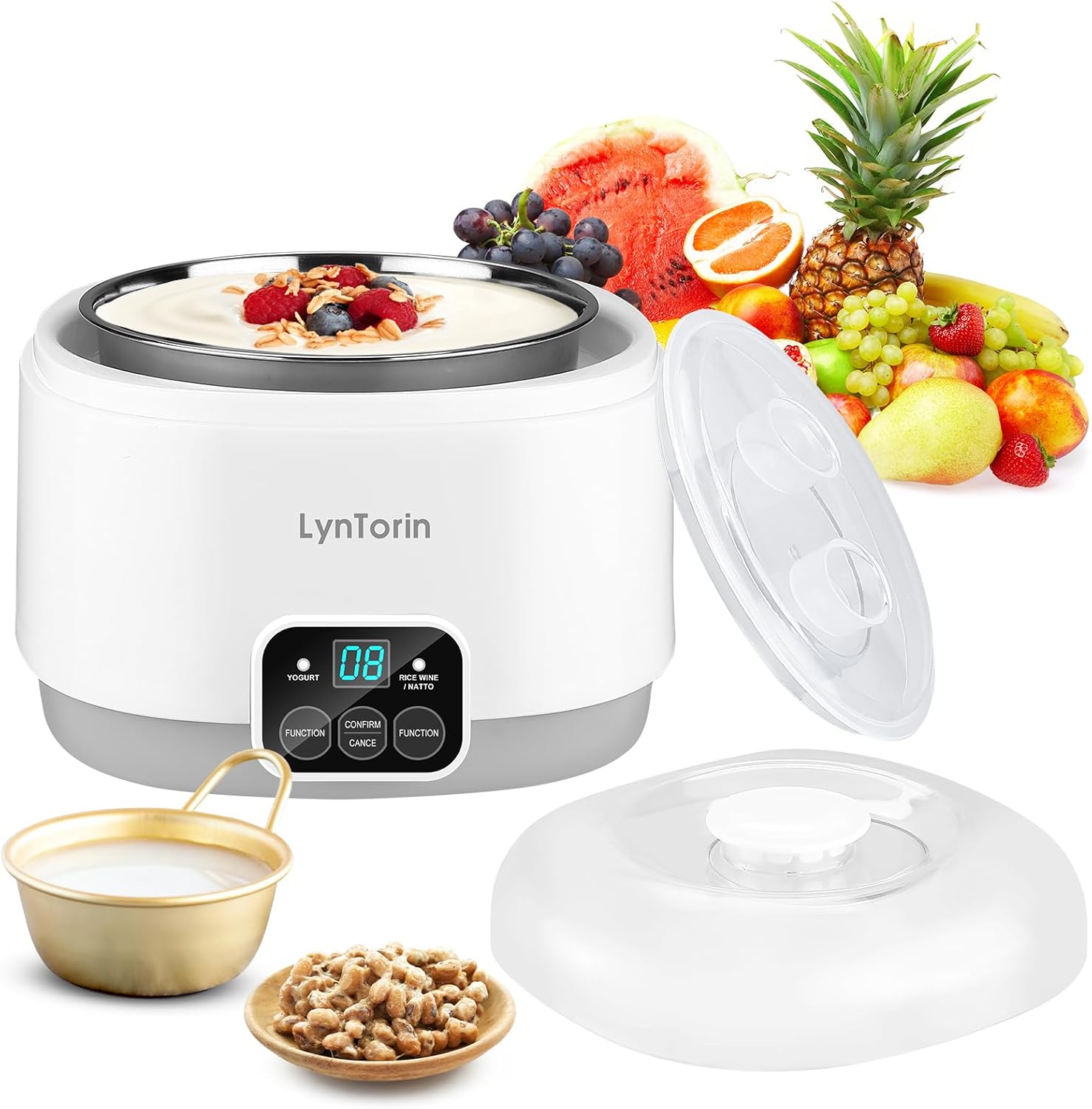 Smart Yogurt Maker with Timer & Temps Control - 34oz Stainless Steel Pot