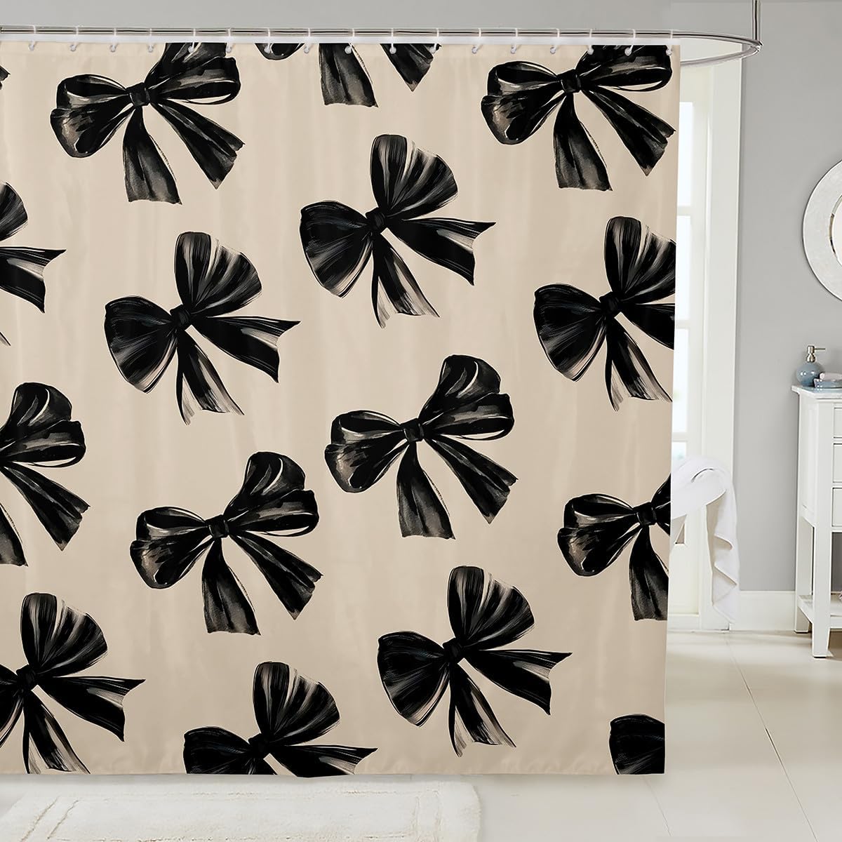 Watercolor Bow Tie Shower Curtain Set for Chic Bathroom