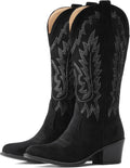 Suede Cowboy Boots For Women Chunky Heel Pointed Toe (Style ZKS4)