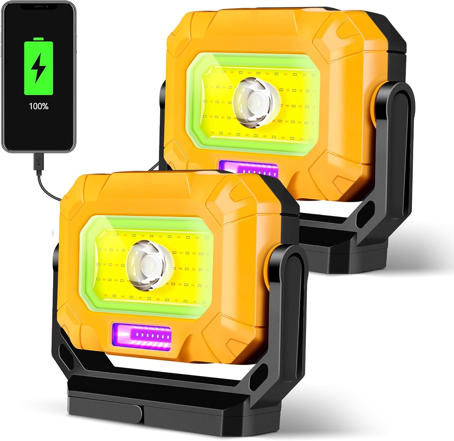 2Pack Magnetic Work Light with 1200LM COB LED Brightness
