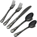 Black Silverware Set for 8 - 40-Piece Frosted & Mirror Finish