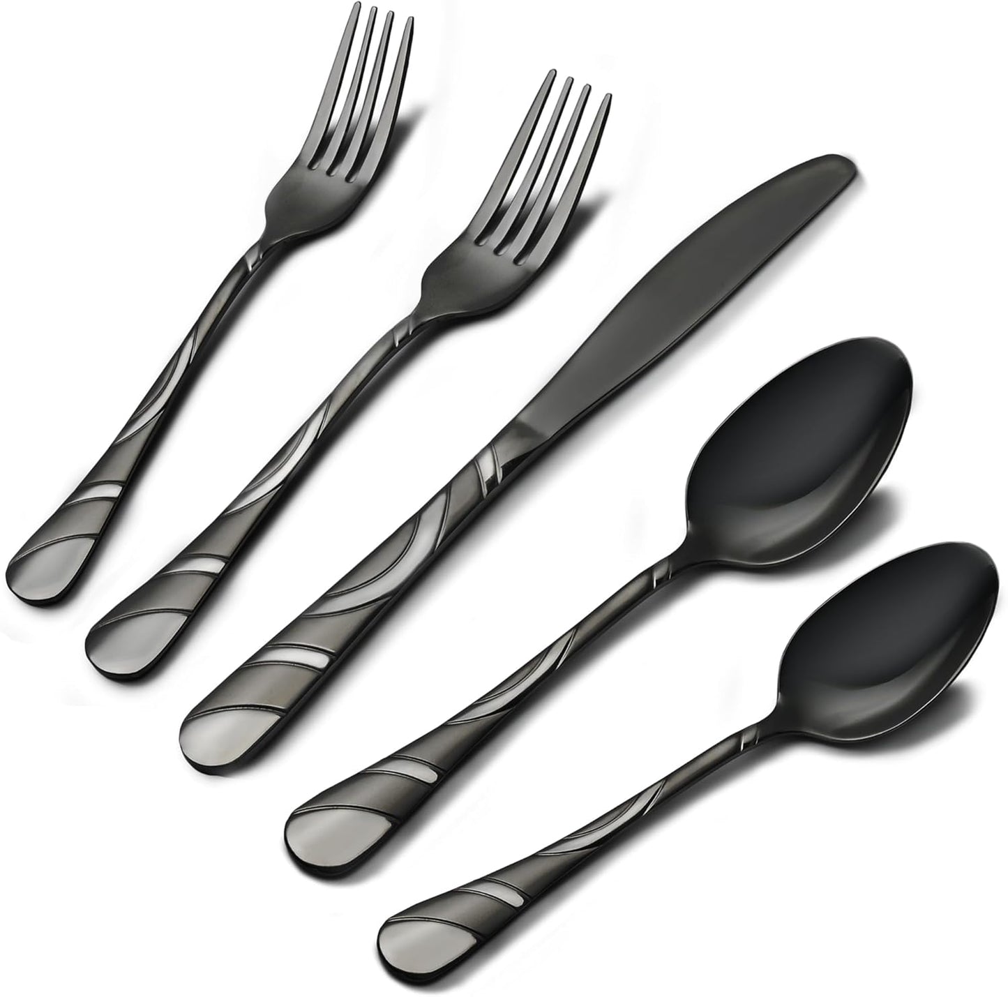 Elegant Black Silverware Set for 8 - Modern 40-Piece Cutlery
