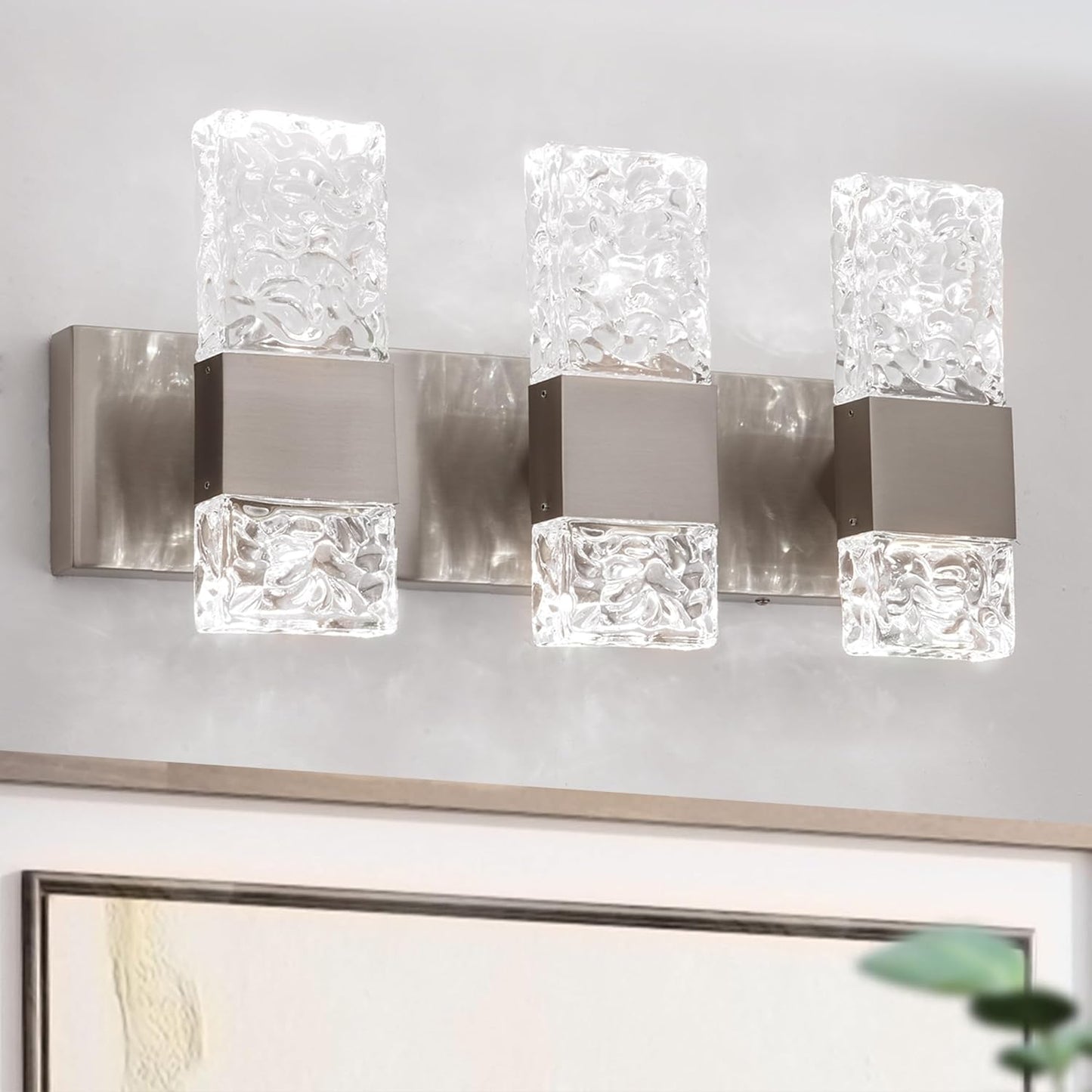 Modern Bathroom Vanity Light Fixtures Over Mirror with Crystal Design