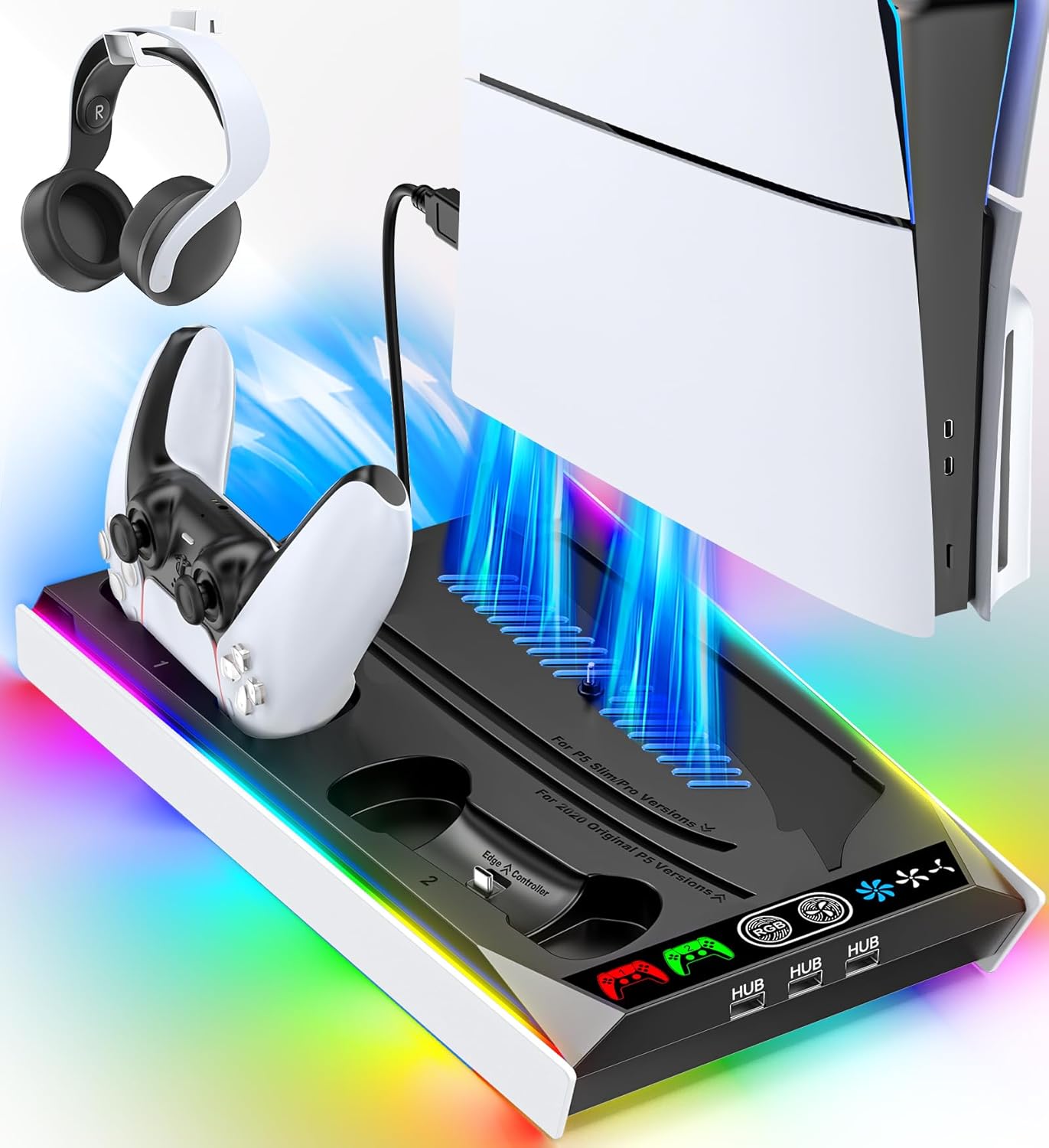 PS5 Stand with RGB Lighting & Cooling Tech