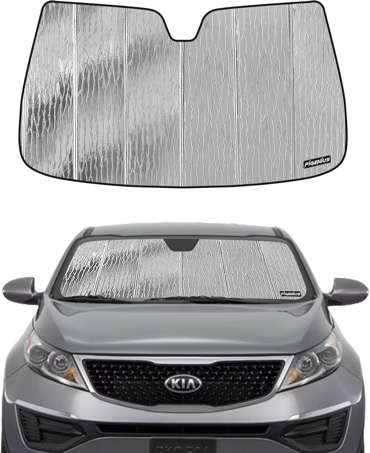 Windshield Sun Shade for Kia Sportage 2011-2016 - 2-in-1 Reflective