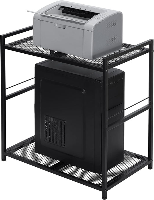 Rolling Computer Tower Stand | 2-Tier Cart w/ Storage | Holds 40lbs | OYEAL
