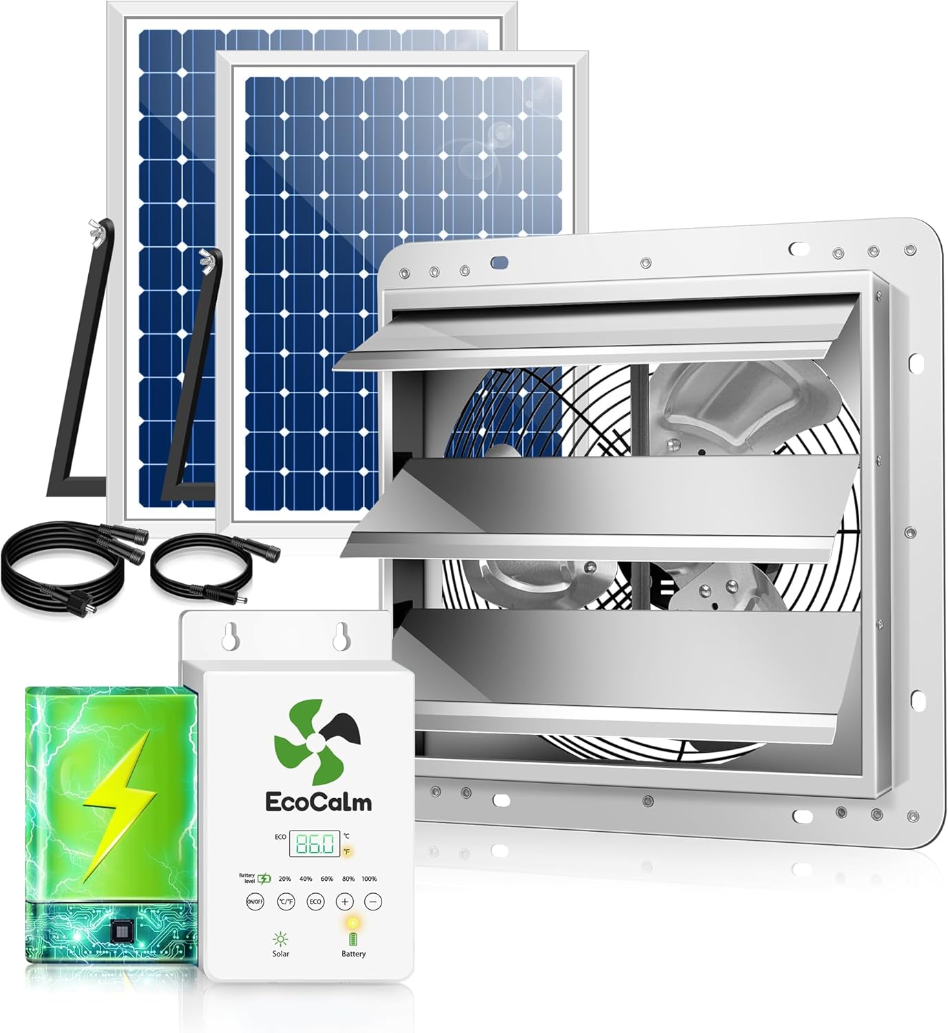 10 Inch Solar Exhaust Fan for Greenhouse with Adjustable Thermostat