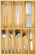 Fabsome Bamboo Silverware Organizer 12.8in Wide - Deep Slots