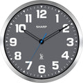 Sharp Atomic Analog Wall Clock 12in Grey Face - Sets Automatically