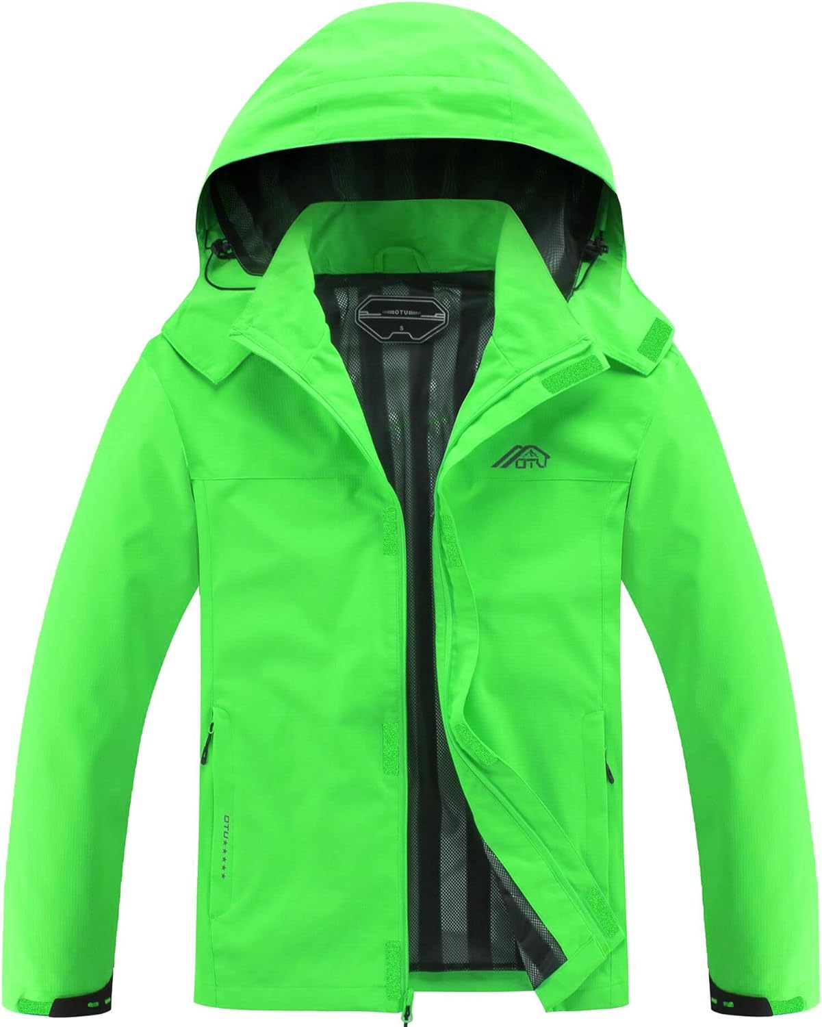 OTU Men's Lightweight Waterproof Hooded Rain Jacket for Hiking