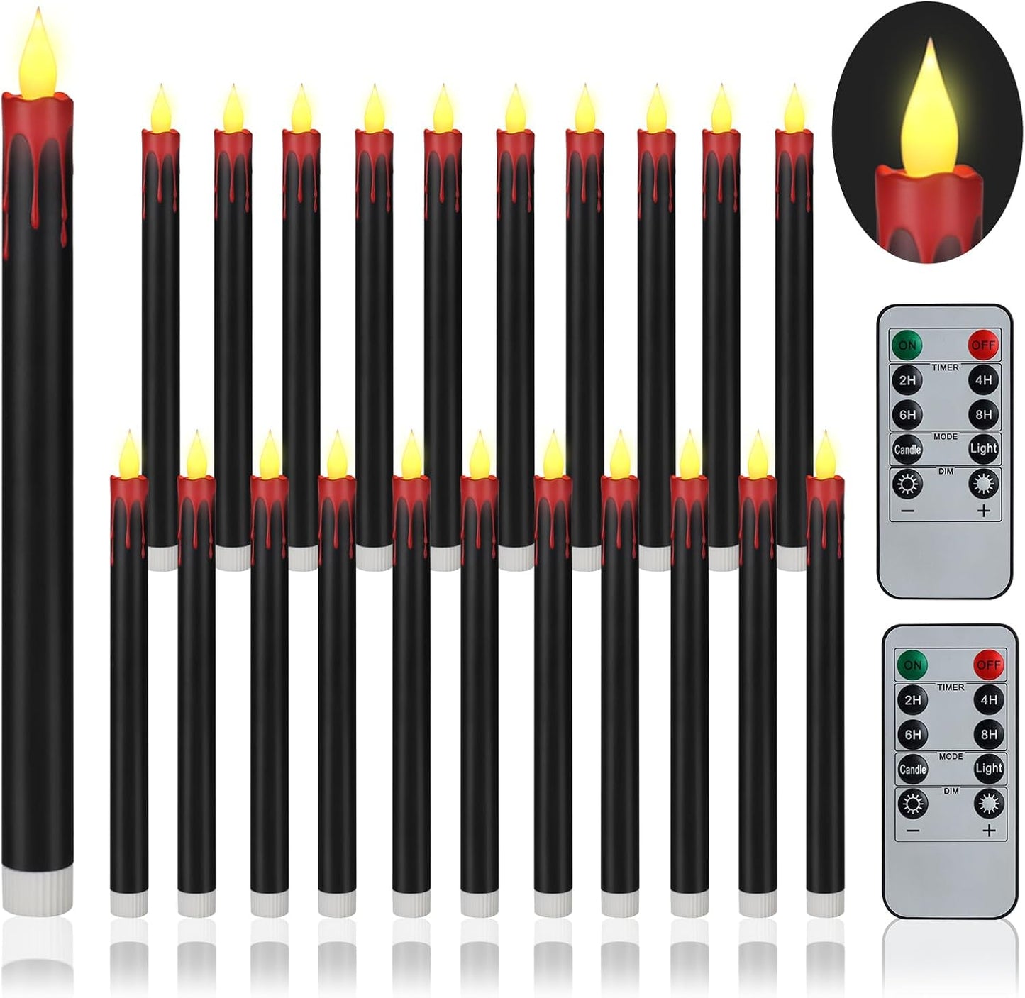 Flameless Taper Candles 10.6in Dripless Battery Operated Set