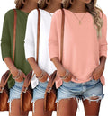 3 Pack 3/4 Sleeve Tops for Women - Soft Casual Basic Tees