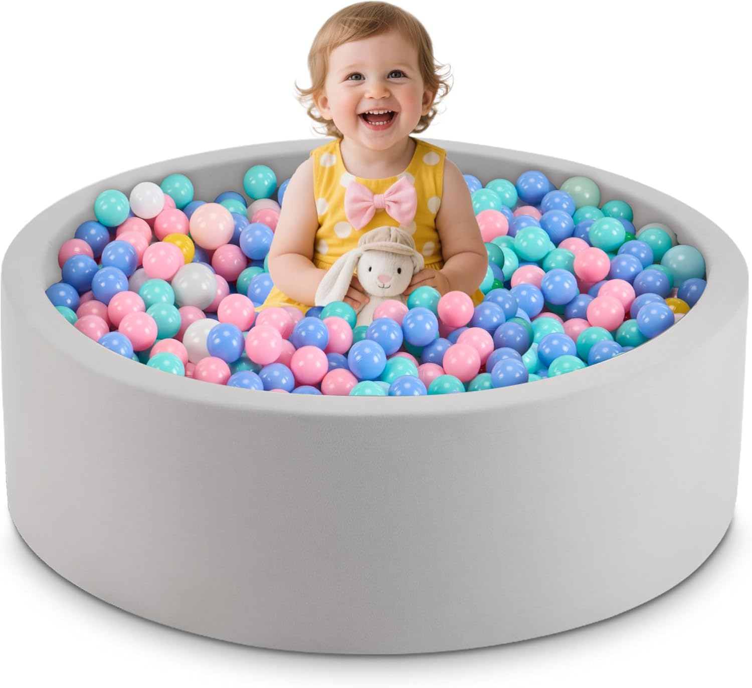35.4in Foam Ball Pit for Toddlers - Safe Play Area for Kids