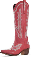 Cowgirl Knee High Boots for Women - Classic Embroidered Pointed Toe