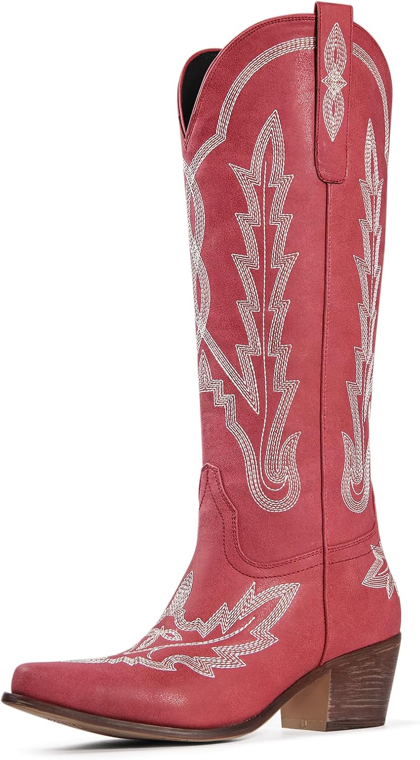 Ouepiano Cowboy Boots for Women with Classic Embroidery Style