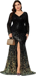 Plus Size Sequin Maxi Dress - Elegant Formal Cocktail Evening Wear
