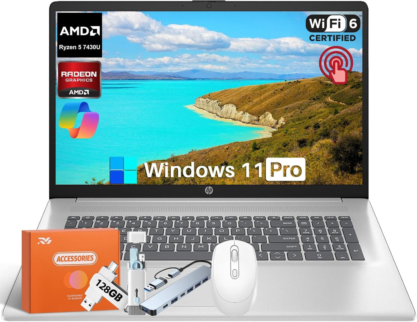 HP 17.3 Touchscreen Laptop with Ryzen 5 and 1TB SSD Storage