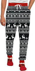 Mens Christmas Joggers Drawstring Elastic Waist Holiday Pants