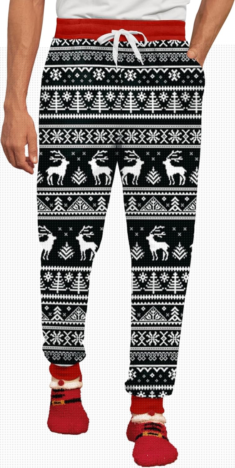 Funny Christmas Joggers for Men with Pockets and Drawstring