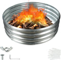 36 Inch Round Galvanized Fire Pit Ring - Foldable Silver Fire Ring