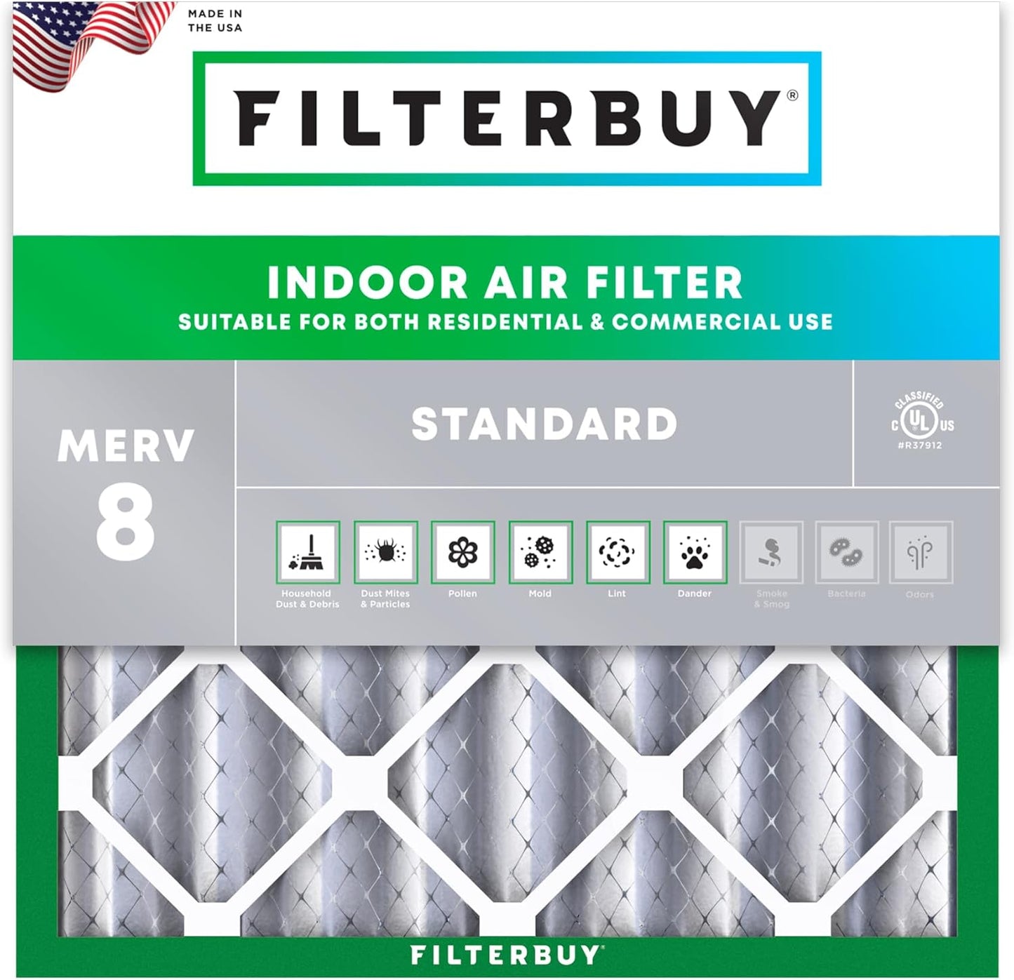 Filterbuy 24x24x4 Air Filter MERV 8 for Dust and Allergy Defense