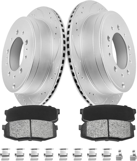 MOTOREVO Rear Brake Pads and Rotors Kit for Toyota Tundra 2007-2021