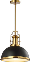 Homer 13ft 1-Light Modern Industrial LED Dome Pendant - Brass-Black