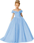 Sparkle Tulle Off Shoulder Flower Girl Dress - Puffy Pageant Gown