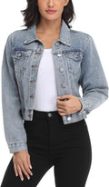 Women's Cropped Denim Jacket - Classic Fit, Soft Cotton Comfort