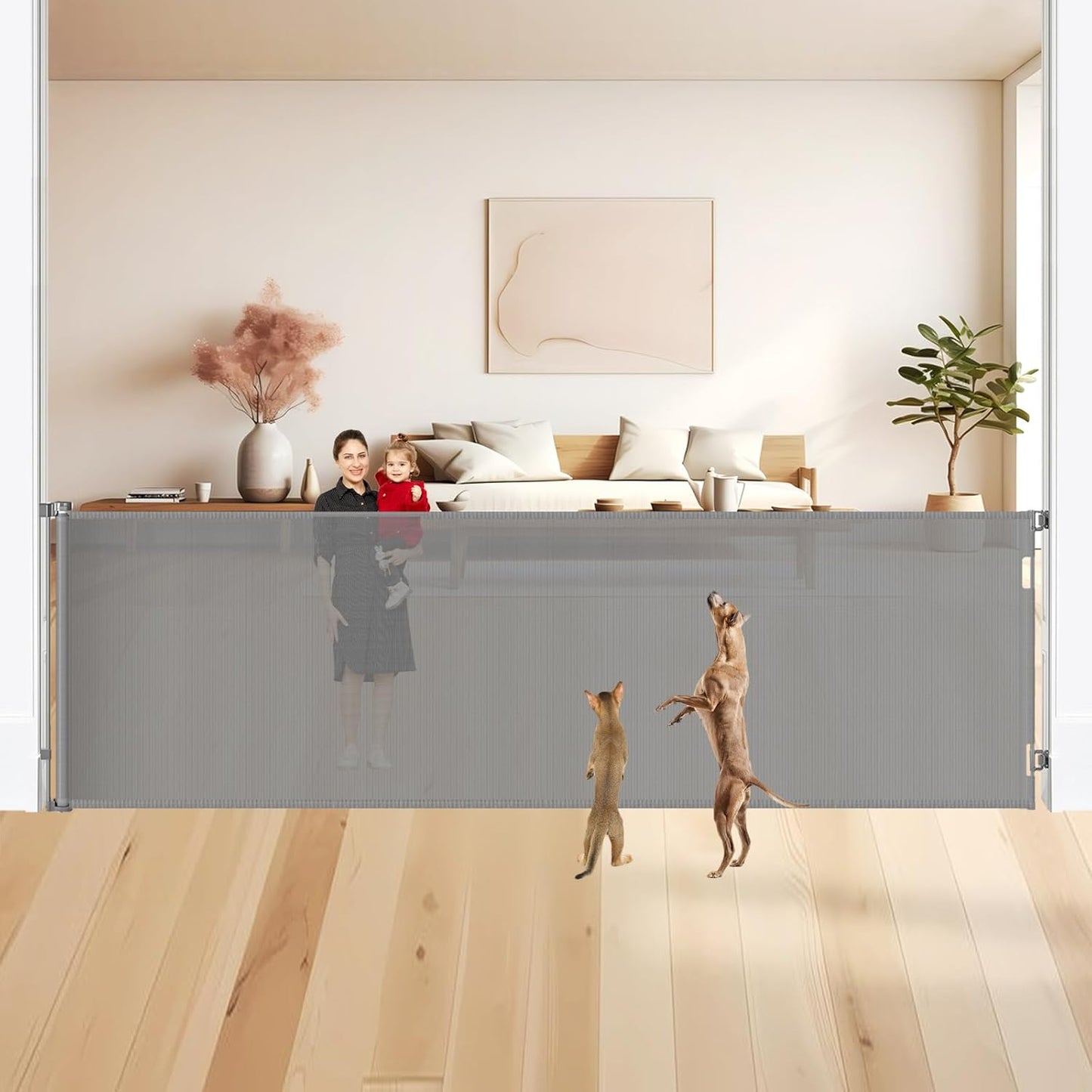48 Inch Extra Tall Retractable Dog Gate for Large Openings